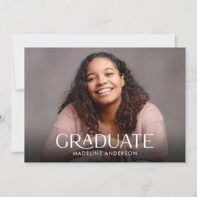Modern Minimal 2 Photo Horizontal Graduation Invitation (Front)