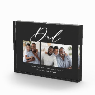 Modern minimal 2 photo script dad Fathers day Block