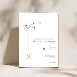 Modern Minimal 30th Birthday Party Invitation<br><div class="desc">This minimal and elegant 30th birthday invitation is perfect for a birthday party or dinner. Design features an handwritten font and modern minimalist design with a golden heart. You can change the colors,  name,  location and date,  and other details,  just click «Personalize».</div>