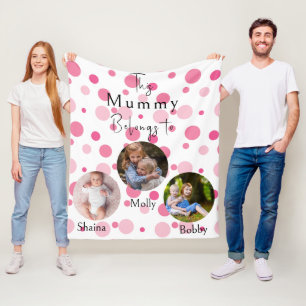 Modern minimal 3 photo elegant fleece blanket