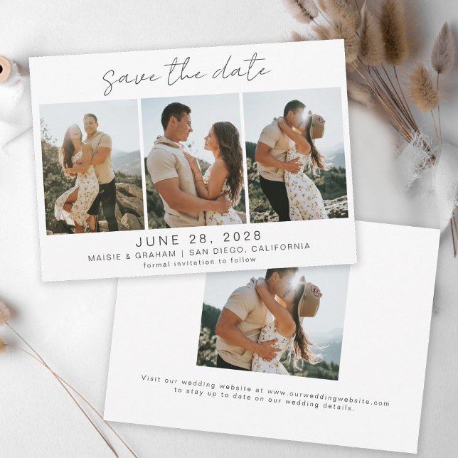 Modern Minimal 4 Photo Save the Date (Creator Uploaded)