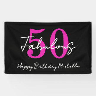 Modern Minimal 50 Fabulous 50th Birthday Party Banner