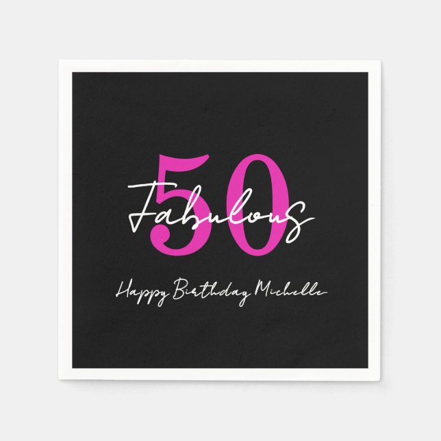 Modern Minimal 50 Fabulous 50th Birthday Party Napkin (Front)