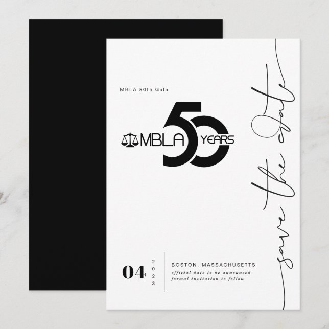Modern Minimal | 50th Gala Save the Date (Front/Back)