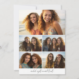 Modern Minimal 5 Photo Collage - Script Text Holiday Card
