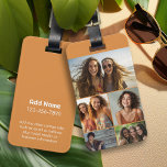 Modern Minimal 5 Photo Collage with Contact Info Luggage Tag<br><div class="desc">Photo college and simple text blocks for your type. Contact info is white type on a solid colour background. A unique way to capture memories and share them with friends and family.</div>