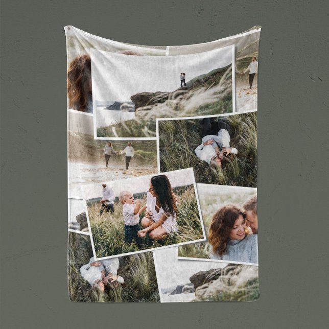 Modern minimal 5 photo elegant fleece blanket (Creator Uploaded)