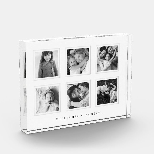 Modern Minimal 6 Grid Matboard Black & White Photo Block (Left)