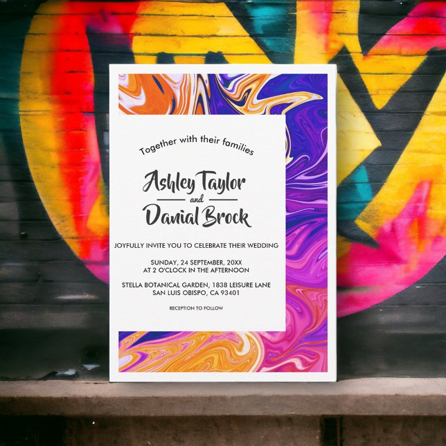 Modern Minimal Abstract Art Boho Elegant Wedding Invitation (Creator Uploaded)