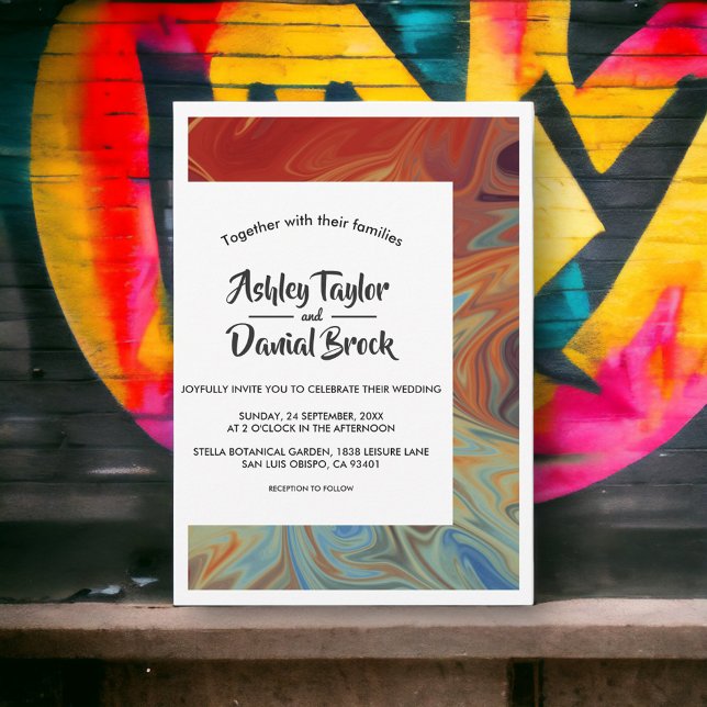 Modern Minimal Abstract Art Typography Wedding Invitation (Creator Uploaded)
