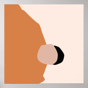 Modern minimal abstract geometric brown pink black poster