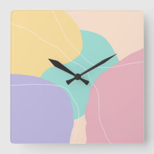 Modern minimal abstract geometric ice cream colour square wall clock