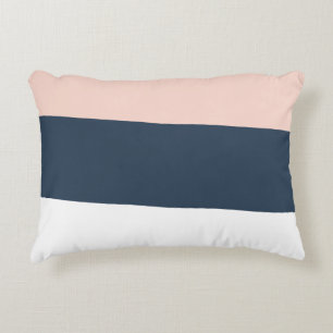Modern minimal abstract geometric navy blue pink accent pillow
