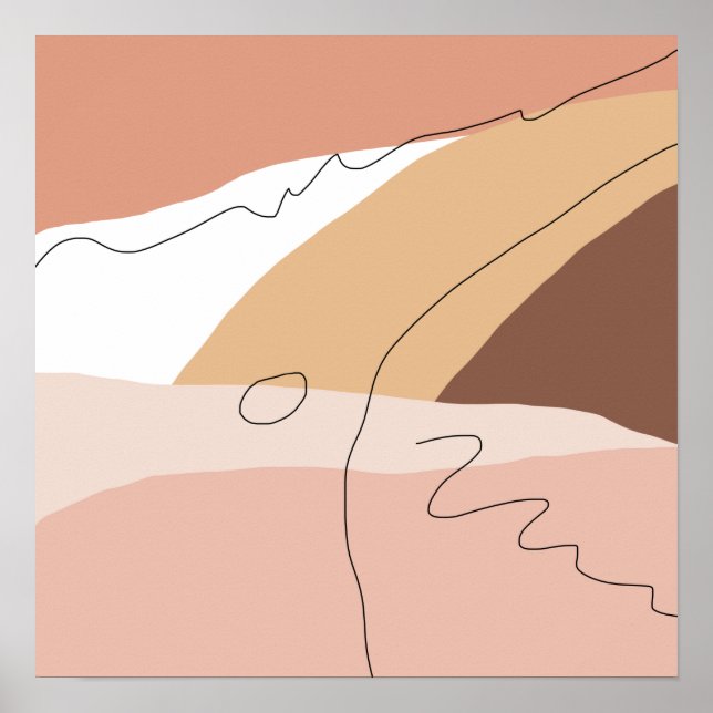 Modern minimal abstract geometric warm colors poster (Front)