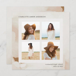 Modern minimal abstract photo collage graduate invitation