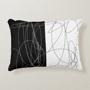 Modern minimal abstract scribble line art accent pillow