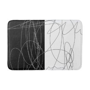 Modern minimal abstract scribble line art bath mat