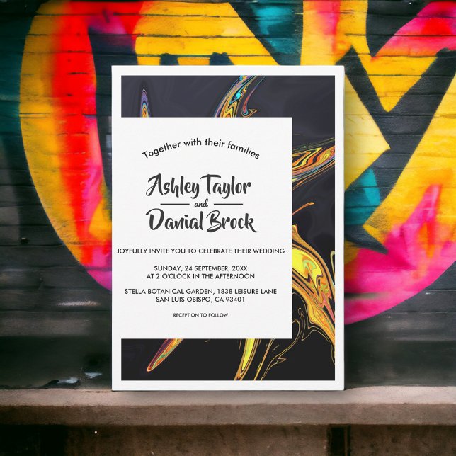 Modern Minimal Abstract Typography Elegant Wedding Invitation (Creator Uploaded)