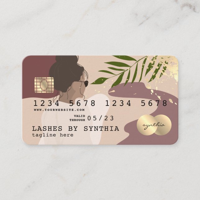 modern minimal abstract woman pastel business card (Front)