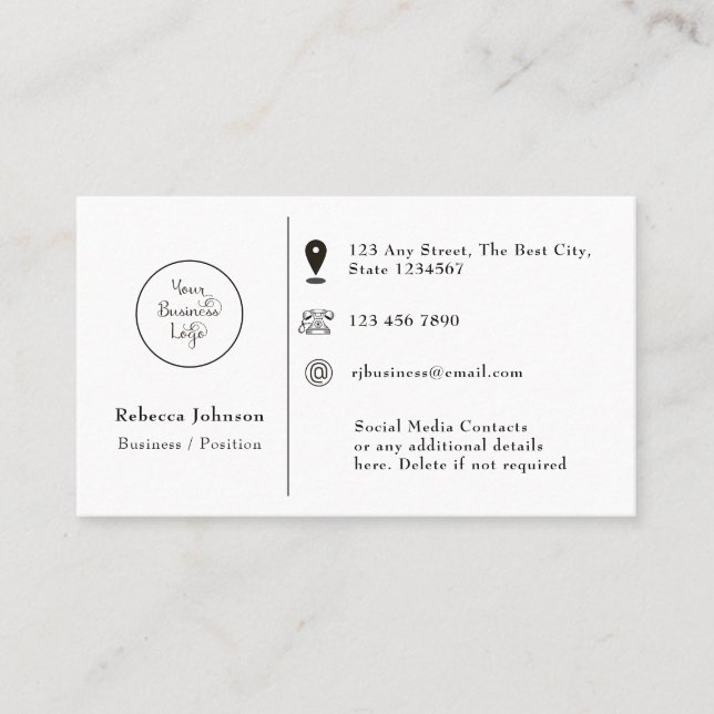 Modern Minimal Add Logo  Business Card (Front)