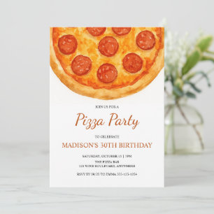 Modern Minimal Adult Birthday Pizza Party Invitation