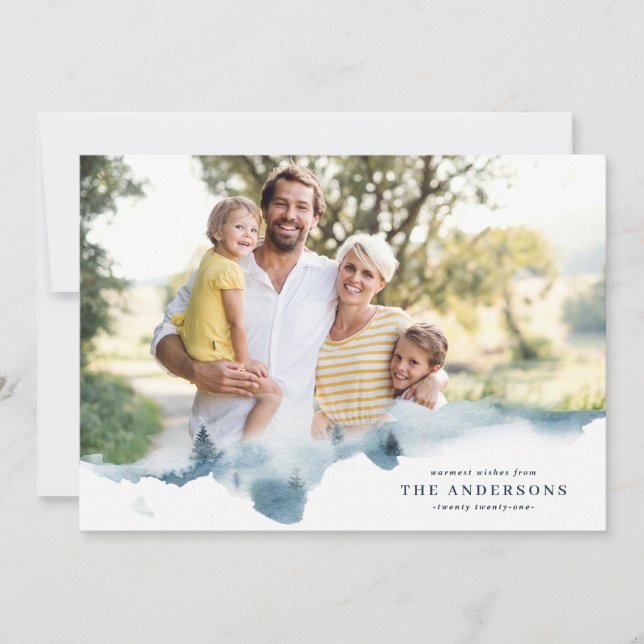 Modern minimal all is calm Christmas photo holiday (Front)