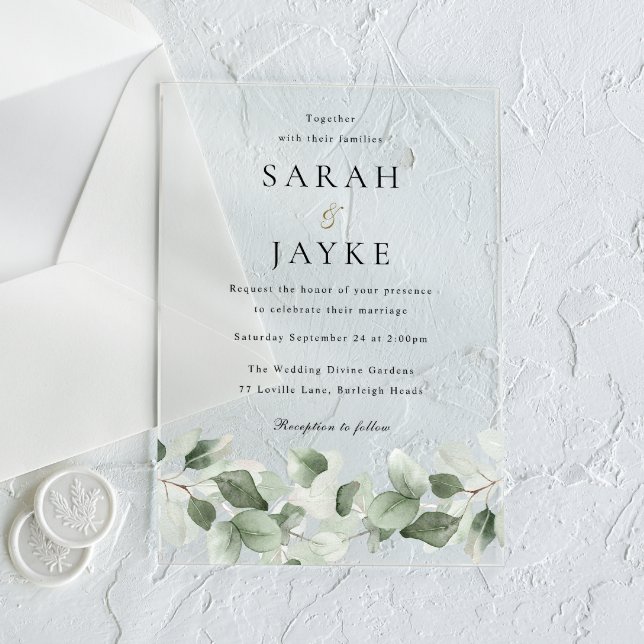 Modern Minimal All Seasons Greenery Wedding Acrylic Invitations (Creator Uploaded)