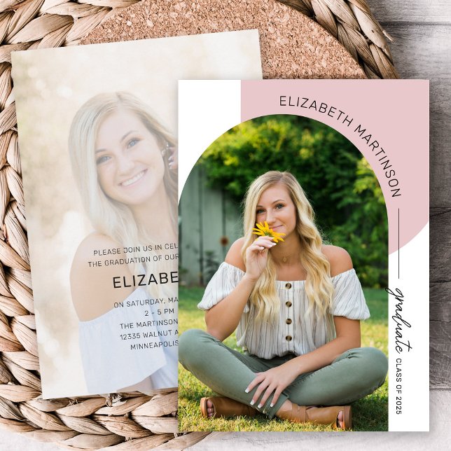 Modern Minimal Arch 2 Photo Graduation Invitation (Creator Uploaded)