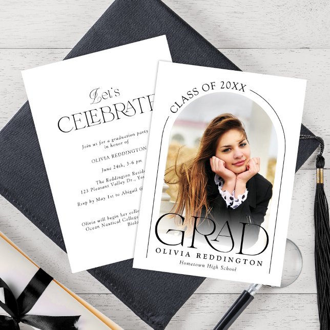 Modern Minimal Arch Photo Graduation Party Invitation (Creator Uploaded)