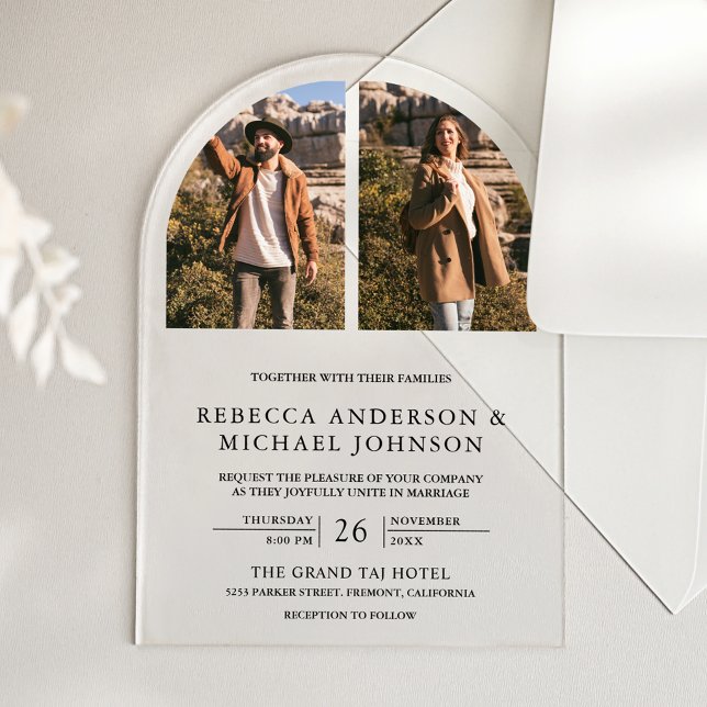 Modern Minimal Arch Photo Wedding Acrylic Invitations (Creator Uploaded)