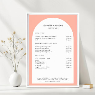 Modern Minimal Arch Salon Price List Poster