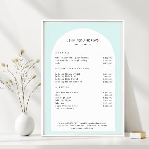 Modern Minimal Arch Salon Price List Poster