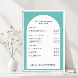 Modern Minimal Arch Salon Price List Poster
