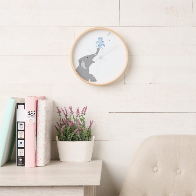 Modern Minimal Baby Grey Elephant, 10" Round Clock (Reading Room)