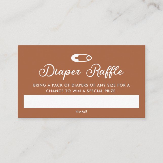 Modern Minimal Baby Shower Diaper Raffle Enclosure Card (Front)