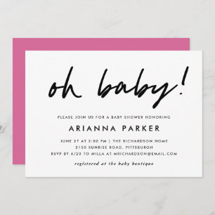 Modern Minimal Baby Shower   Pink Invitation