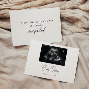 Modern Minimal Baby "Unexpected" Pregnancy Photo Announcement
