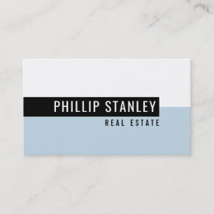 MODERN MINIMAL BAND simple bold black pale blue Business Card