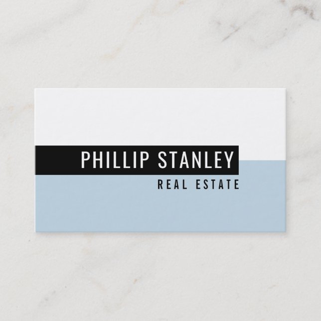 MODERN MINIMAL BAND simple bold black pale blue Business Card (Front)