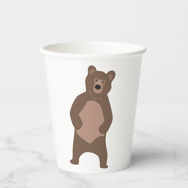 Modern Minimal Bear Baby Shower Birthday Paper Cups (Front)