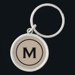 Modern Minimal Beige Black Monogram Keychain<br><div class="desc">Personalized Modern Minimal Monogrammed Keychain Monogram Initial Beige Black. Perfect as holiday gift,  family reunion favours,  thank you gift for groomsmen and gift for any special occasion.</div>