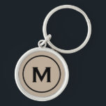 Modern Minimal Beige Black Monogram Keychain<br><div class="desc">Personalized Modern Minimal Monogrammed Keychain Monogram Initial Beige Black. Perfect as holiday gift,  family reunion favours,  thank you gift for groomsmen and gift for any special occasion.</div>