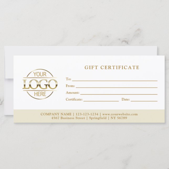 Modern Minimal Beige Business Logo Gift Card (Front)
