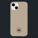 Modern Minimal Beige Monogram Case-Mate iPhone 14 Case<br><div class="desc">Modern Minimalist Beige Black Monogram Emblem Phone Case. Simple black and beige monogram emblem with monogrammed initial in modern typography on a simple plain solid beige background.</div>