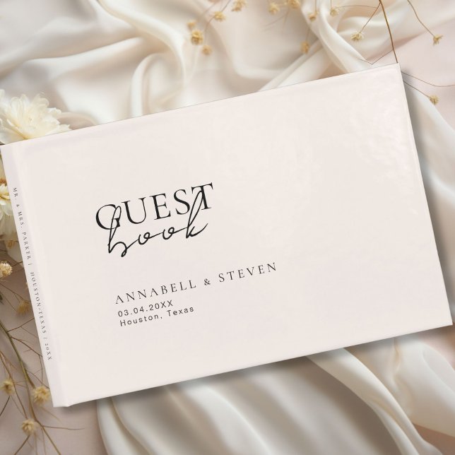 Modern, Minimal, Beige, Wedding Guest Book (Modern, Minimal, Beige, Wedding Guest Book, personalized with your names and date.)