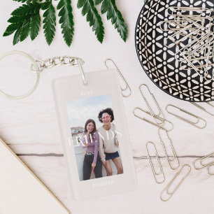 Modern Minimal   Best Friends Forever Cute Photo Keychain