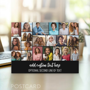 Modern Minimal Black - 20 Photo Collage Postcard