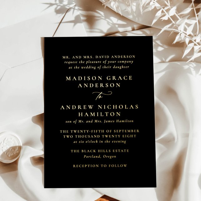 Modern Minimal Black and Gold Calligraphy Wedding (Creator Uploaded)