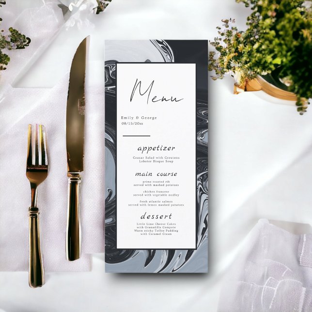 Modern Minimal Black And White Abstract Wedding Menu (Creator Uploaded)