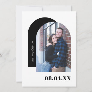 Modern Minimal Black and White Custom Photo Save The Date